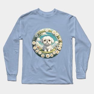 Maltese Dog Garden Long Sleeve T-Shirt